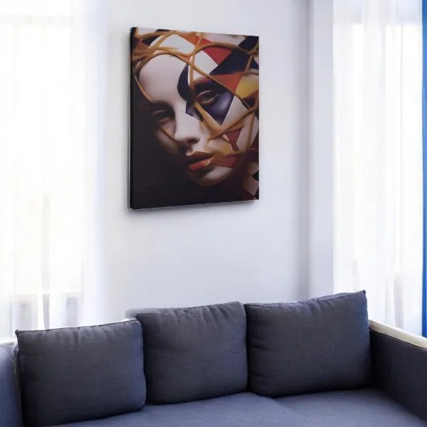 Quadro moderno donna mascherata su tela 60x90 cm verticale