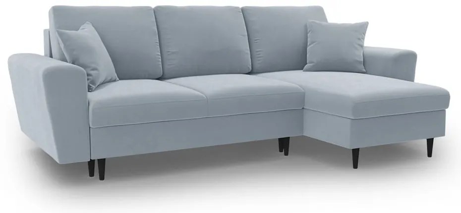 Divano angolare azzurro allungabile e con contenitore con rivestimento in velluto Kyoto – Cosmopolitan Design