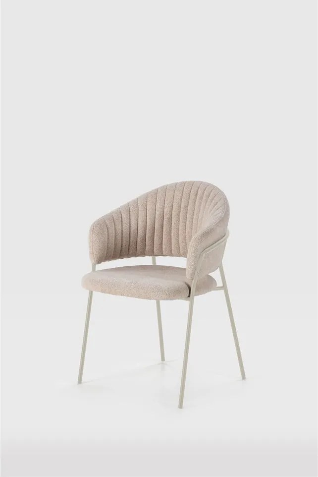 Set di sedie da pranzo beige in imbottito con braccioli 2 pz Leticia – Marckeric