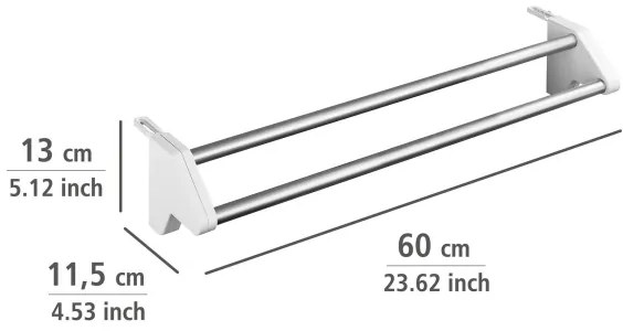 WENKO 3703100 - Stendibiancheria TWIN 60x13 cm argento/bianco