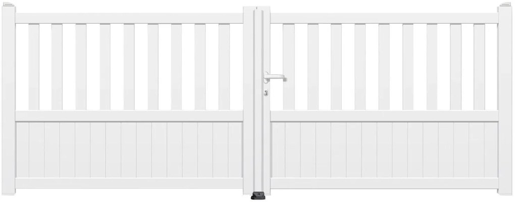 Cancello manuale a braccio articolato e a martinetto GARDENGATE Zorn battente  in alluminio, apertura a destra, L 300 x H 124.6 cm, di colore bianco