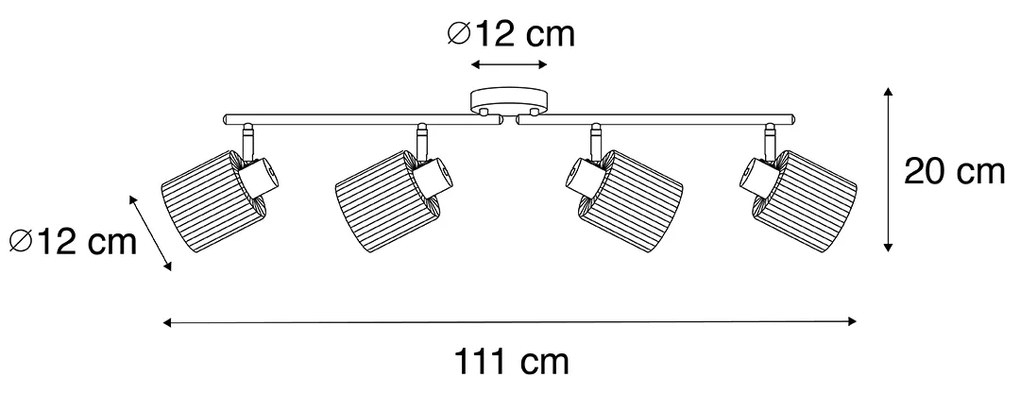Faretto da soffitto dorato con vetro 4 luci orientabili - Laura