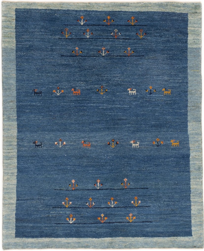 Gabbeh Tappeto 180x150 Blu (Iran) Annodato A Mano