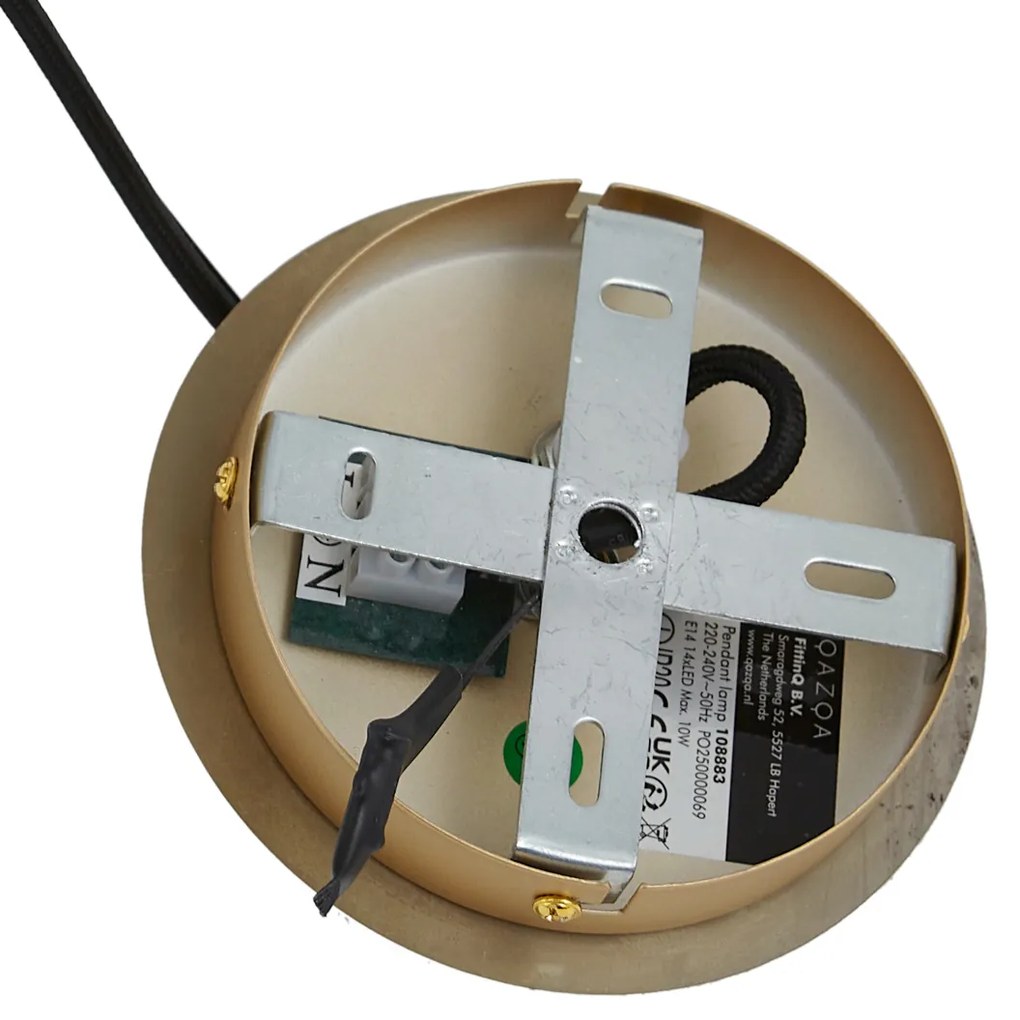 Lampada a sospensione Art Déco oro con vetro ambrato ovale 14 luci - Mochan