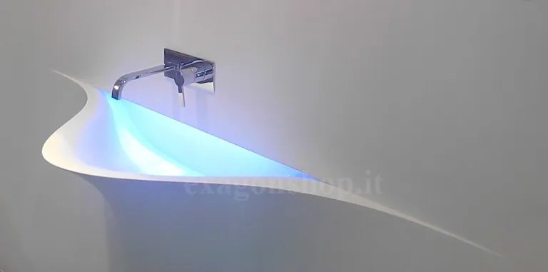 Lavabo Incasso 89x47,8x177,4 a Parete con illuminazione Led in corian Silenzio L Nlsill Antonio Lupi