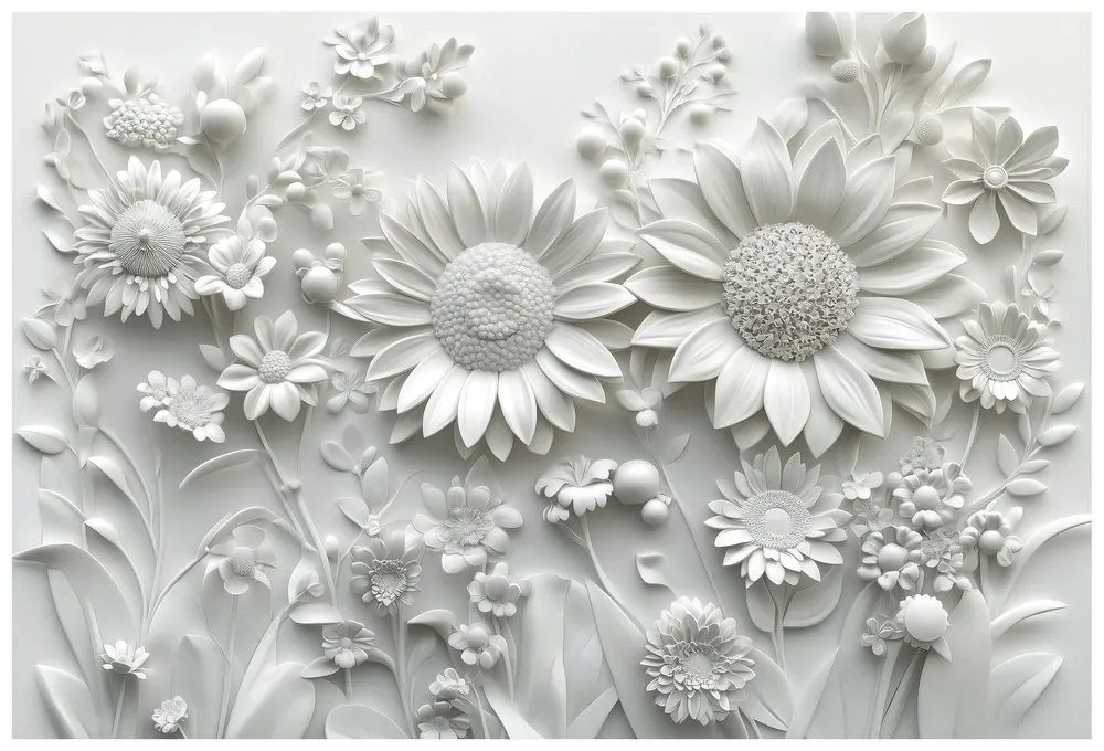 Carta da parati – Fiori bianchi 3D