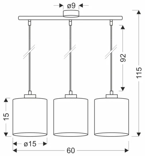 Lampadario a sospensione con filo PATTI 3xE27/60W/230V verde