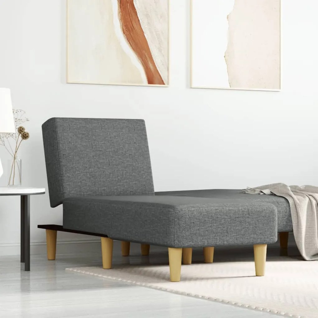 Chaise Longue İn Tessuto Grigio Scuro /