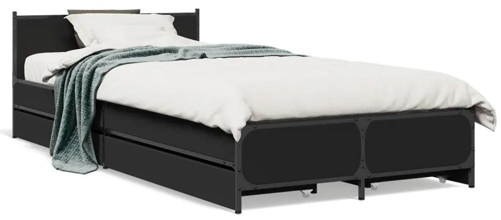 Giroletto Con Cassetti Nero 90x200 Cm İn Legno Multistrato /