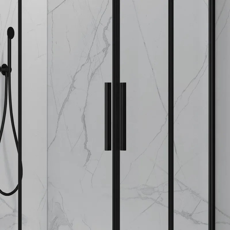 Kamalu - Cabina doccia 90x90cm angolare porte scorrevoli finitura nera | KLA1000N