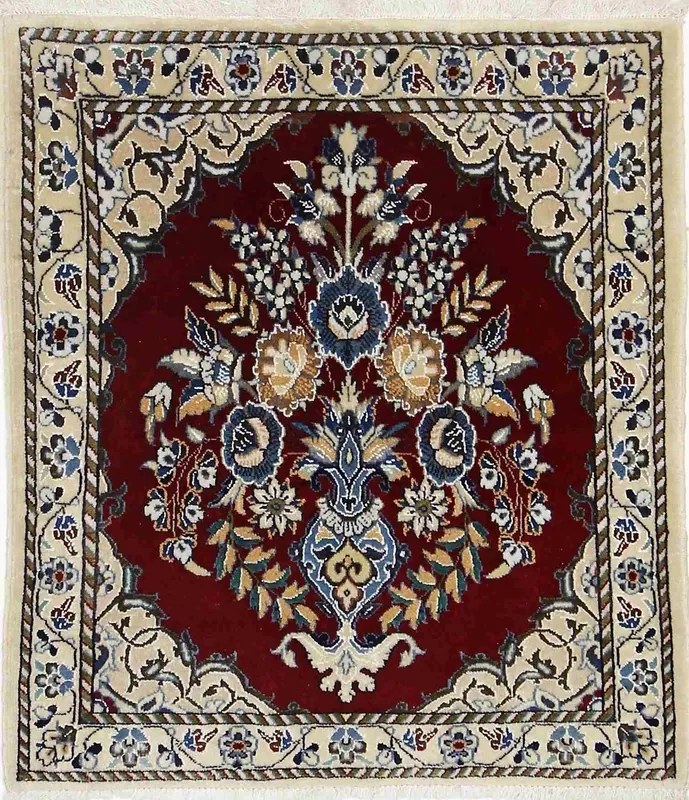 Nain Tappeto 70 x 80 Rosso (Iran) Annodato A Mano