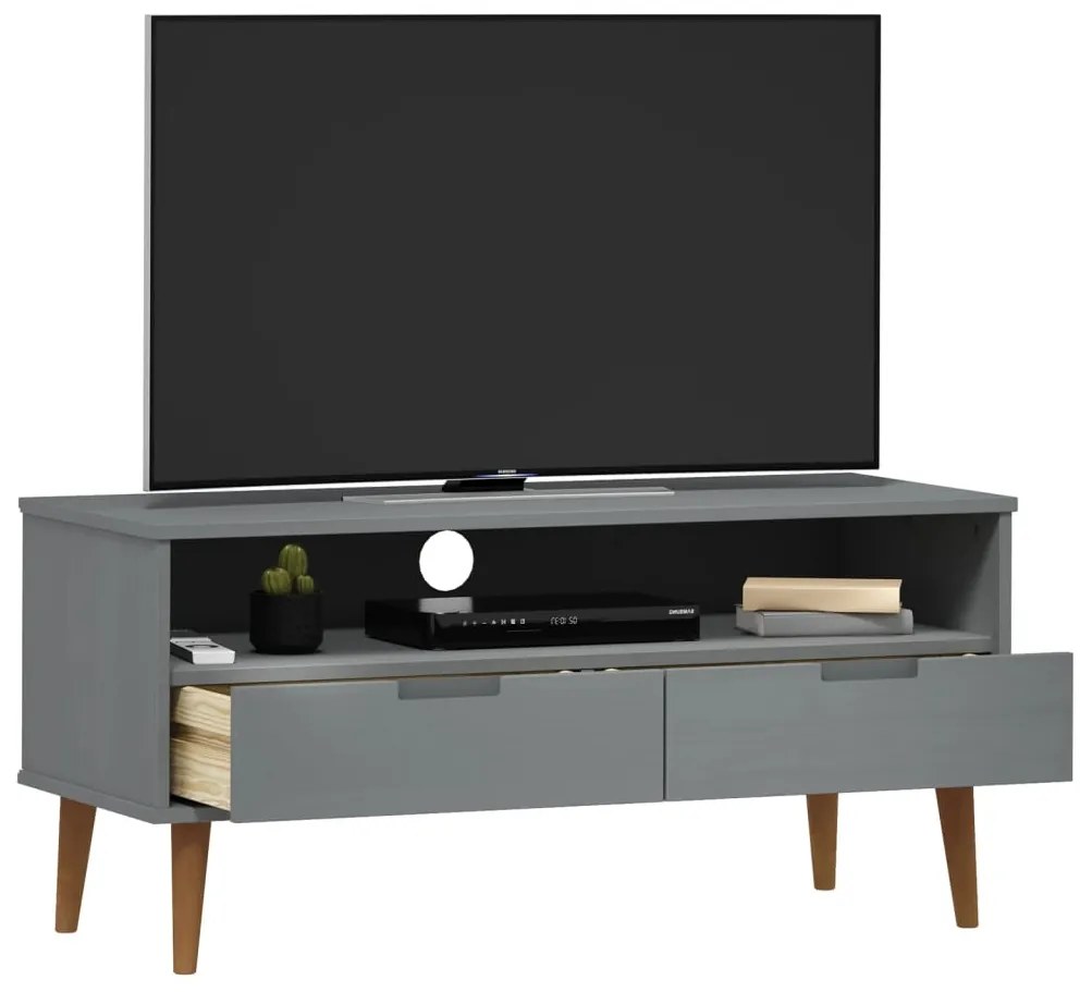 Mobile tv molde grigia 106x40x49 cm in legno massello di pino