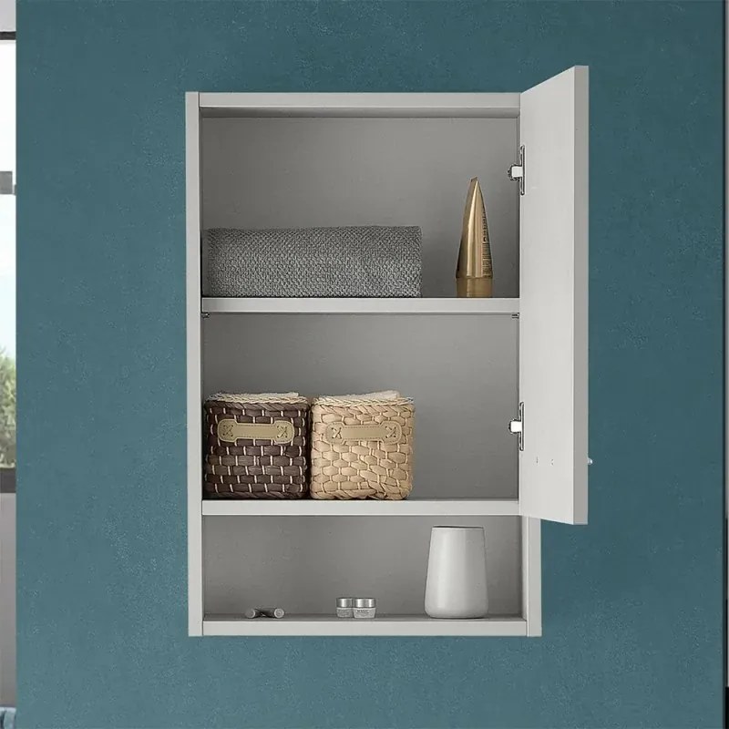 Pensile bagno sospeso 45 cm grigio calce anta soft-close e vano Moon