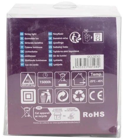 Aigostar - Catena LED natalizia da esterno 50xLED/8 funzioni 8m IP44 bianco caldo