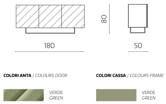 Madia 3 ante in legno 180 cm Verde piedini sagomati - KALLA