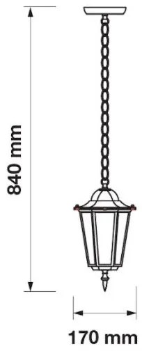 Lampadario su catena da esterno 1xE27/40W/230V IP44 bianco