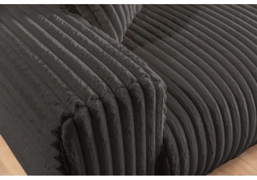 Divano grigio scuro con rivestimento in velluto a coste 213 cm Justin – Ropez