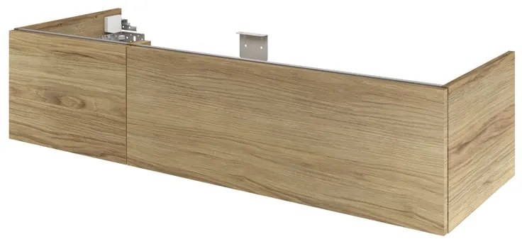 Mobile da bagno sospeso sotto lavabo L 135 x H 32 x P 48 cm bianco laccato, 2 cassetti Neo, Maniglie acquistabili separatamente