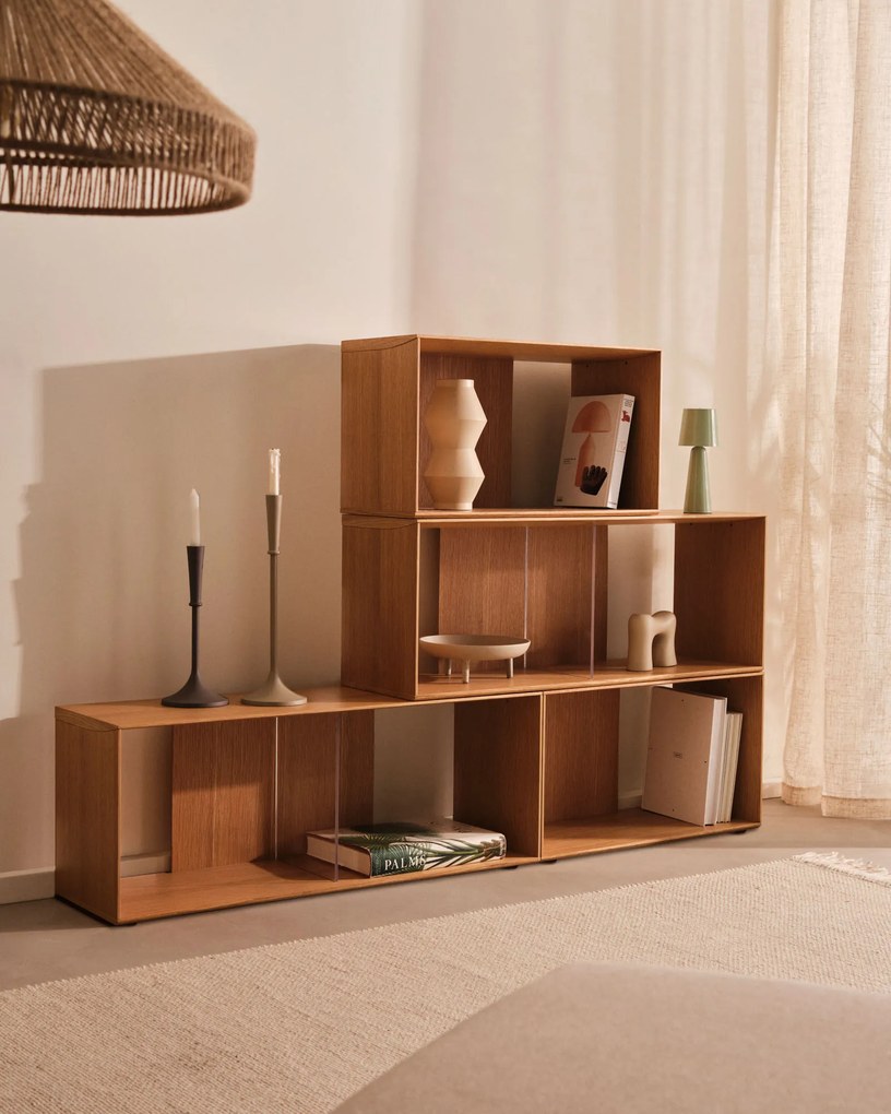 Kave Home - Modulo libreria grande Litto impiallacciato rovere 101 x 38 cm