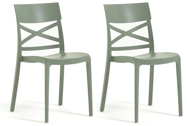 Sedia da giardino London Cross NEW GARDEN verde salvia, set da 2 pezzi