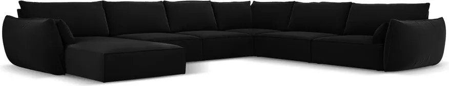 Divano angolare nero (con penisola a destra/a U) con rivestimento in velluto Vanda – Mazzini Sofas