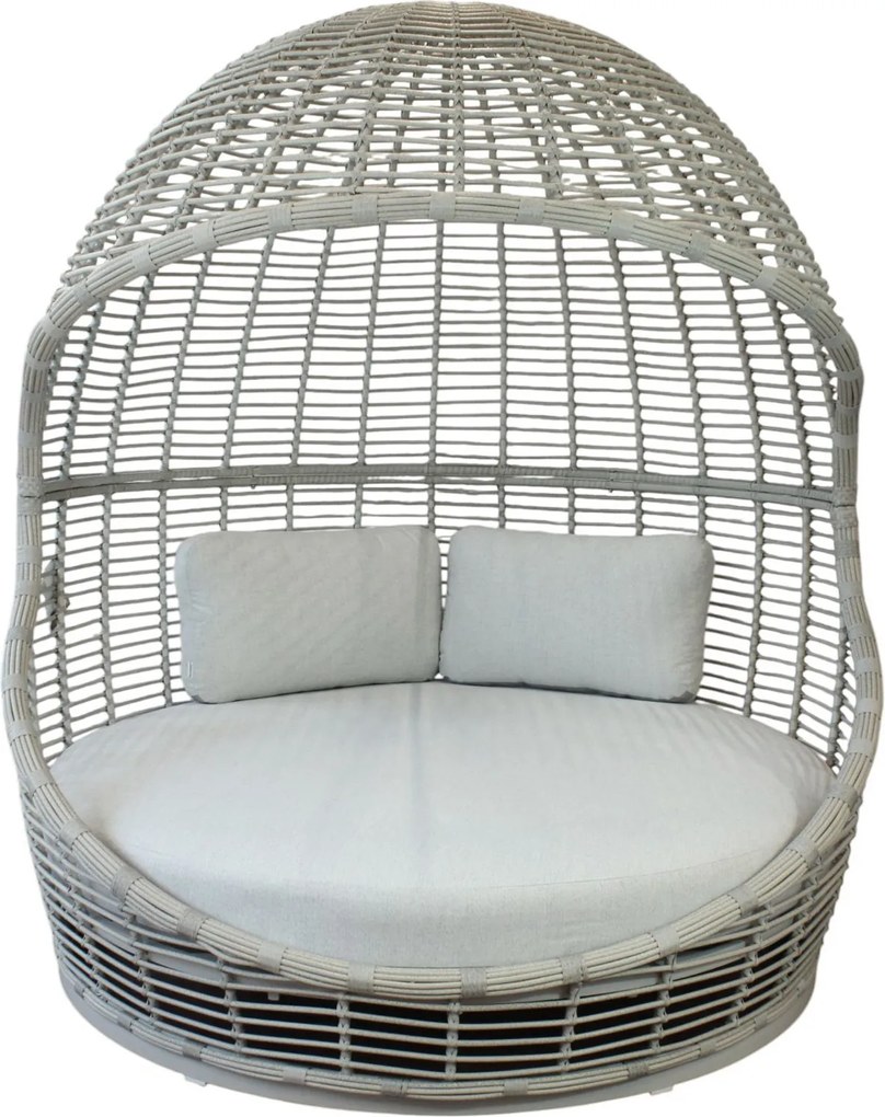 AITANA - conchiglione con struttura in alluminio wicker grigio chiaro