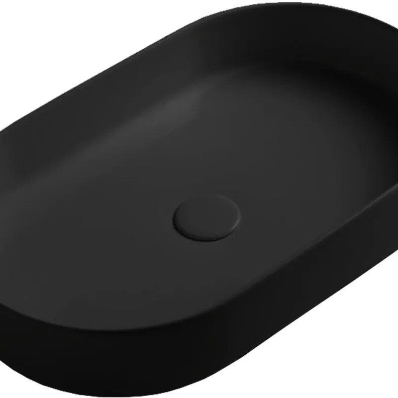 Lavabo da appoggio Smash OLYMPIA CERAMICA ovale piletta non inclusa in ceramica L 60 x H 14 x P 20 cm nero opaco piletta non inclusa