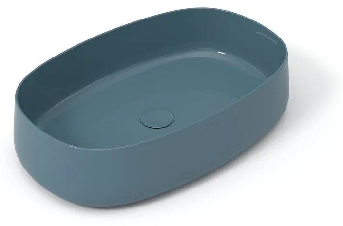 Lavabo da appoggio OLYMPIA CERAMICA ovale piletta non inclusa in ceramica L 60 x H 15 x P 40 cm petrolio piletta non inclusa