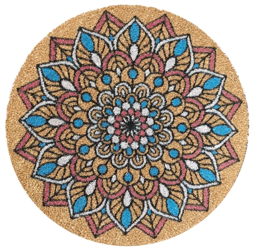 Zerbino Rotondo Italo Design Mandala Cocco Naturale 60x60cm