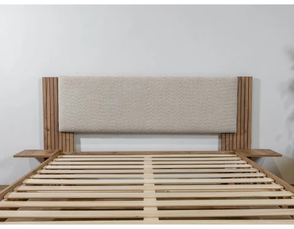 Letto matrimoniale in grigio chiaro con rete inclusa 140x190 cm Lior – Bobochic Paris