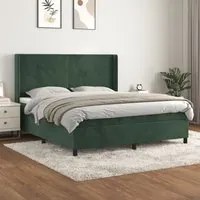 Giroletto a Molle con Materasso Verde Scuro 180x200 cm Velluto 3132576