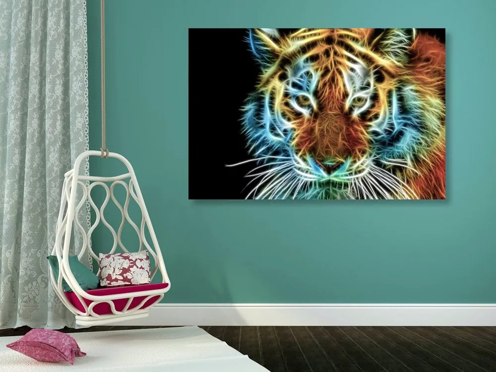 Stampa su tela – Testa di tigre in stile astratto
