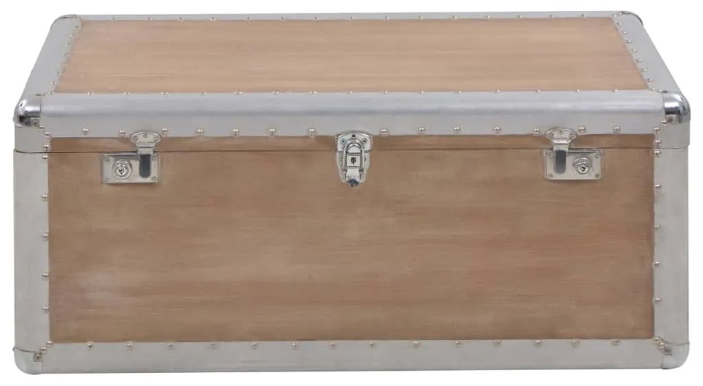 Baule portaoggetti in massello di abete 91x52x40cm marrone