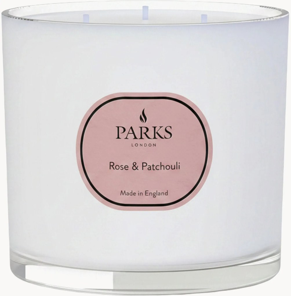 Candela profumata fatta a mano a tre stoppini Vintage Aromatherapy (rosa, patchouli e gambo verde)