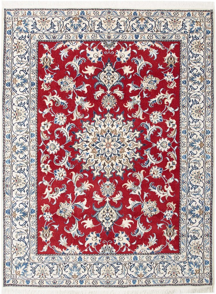 Nain Tappeto persiano 190 x 150 Rosso (Iran) Annodato A Mano