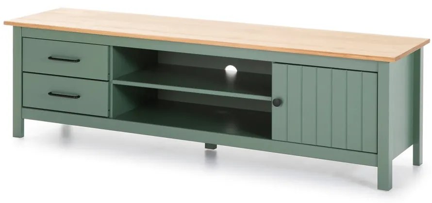 Tavolo TV in legno di pino di colore verde-naturale 158x47 cm Miranda - Marckeric
