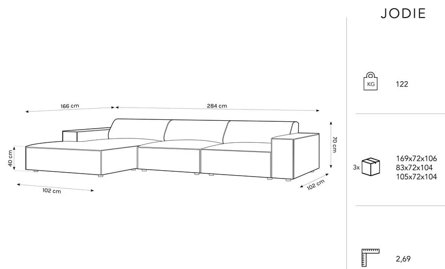 Divano angolare beige in tessuto bouclé (angolo sinistro) Jodie - Micadoni Home