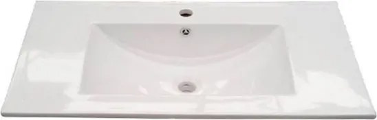 Mobile bagno 80 cm con lavabo, colonna e specchio rovere - Dakota 96249