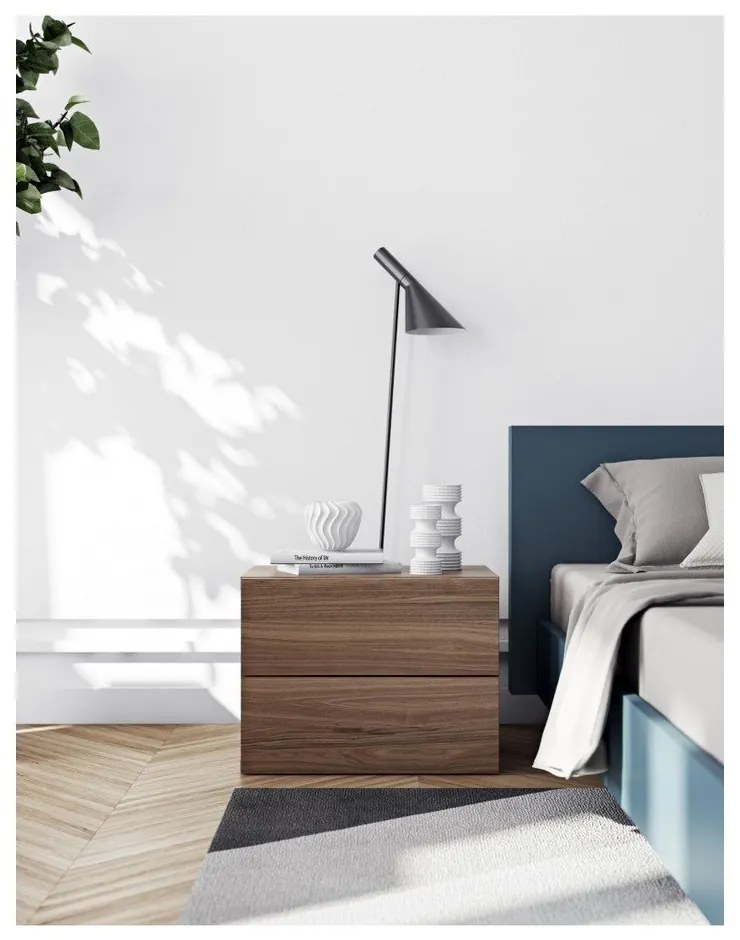 Comodino marrone con 2 cassetti Aurora - TemaHome