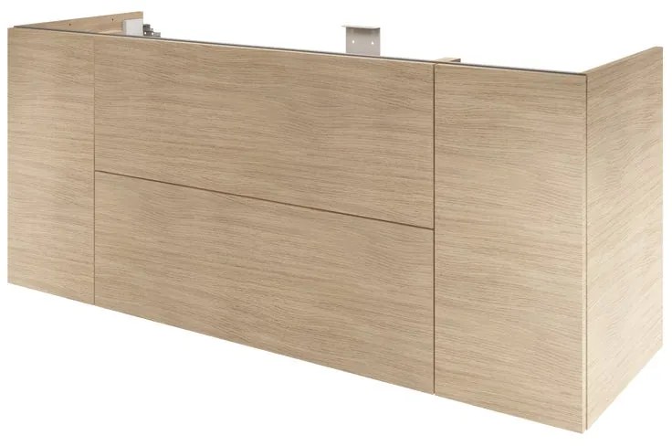Mobile da bagno sospeso sotto lavaboL 150 x H 64 x P 48 cm rovere naturale, 2 cassetti 2 ante con cassetto Apertura push-pull SENSEA Neo, Maniglie acquistabili separatamente
