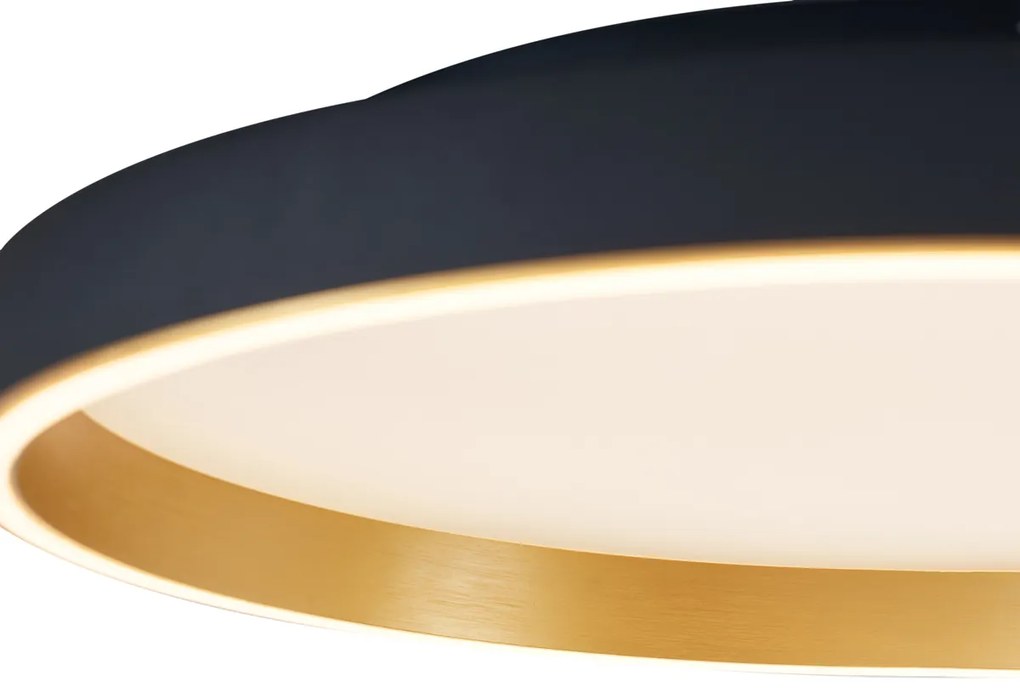 Plafoniera di design nera con oro 60cm incl. LED con interruttore a 3 vie - Ingo