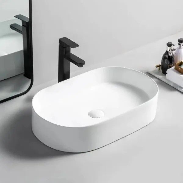 REA-U1055 - Lavabo da appoggio NADIA 38,5x61 cm ceramica/bianco lucido
