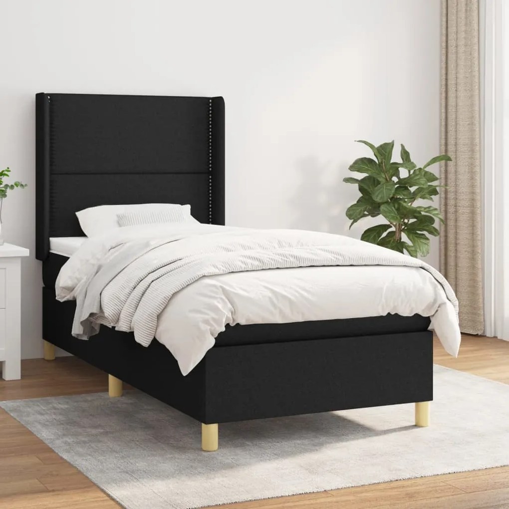 Giroletto A Molle Con Materasso Nero 100x200 Cm İn Tessuto /