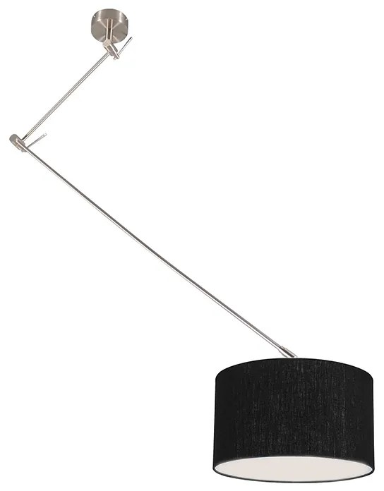 Lampada a sospensione in acciaio con paralume 35 cm nero regolabile - Blitz