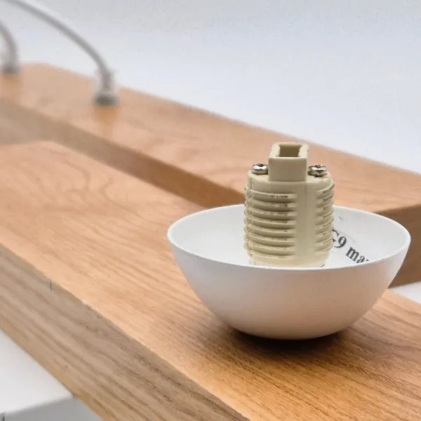 Lampadario a sospensione con filo CORTINA 2xE27/15W/230V + 2xG9/5W/230V bianco/quercia