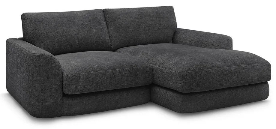 Divano angolare nero (con penisola a destra/con chaise lounge) con rivestimento in ciniglia Leonore – Bobochic Paris