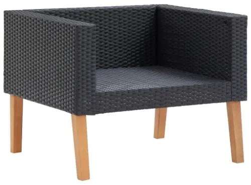 Set Divani da Giardino 5 pz con Cuscini in Polyrattan Nero