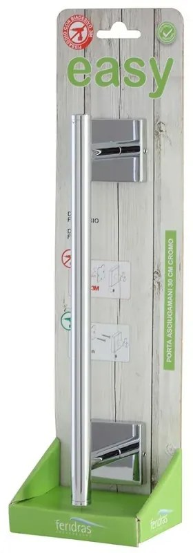 Porta asciugamani dritto da muro 30 cm in acciaio cromo serie Easy
