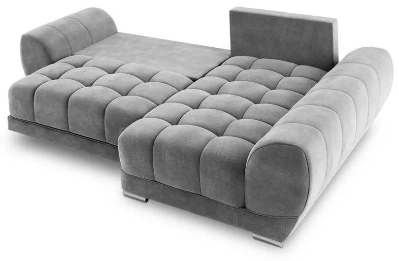 Divano letto angolare grigio con rivestimento in velluto, angolo destro Nuage - Windsor &amp; Co Sofas