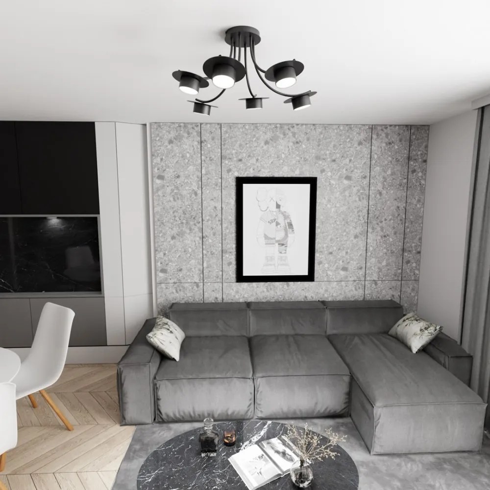 Lampadario a soffitto in acciaio ENSO 6 nero da interno 6xGX53 Colore del corpo Nero